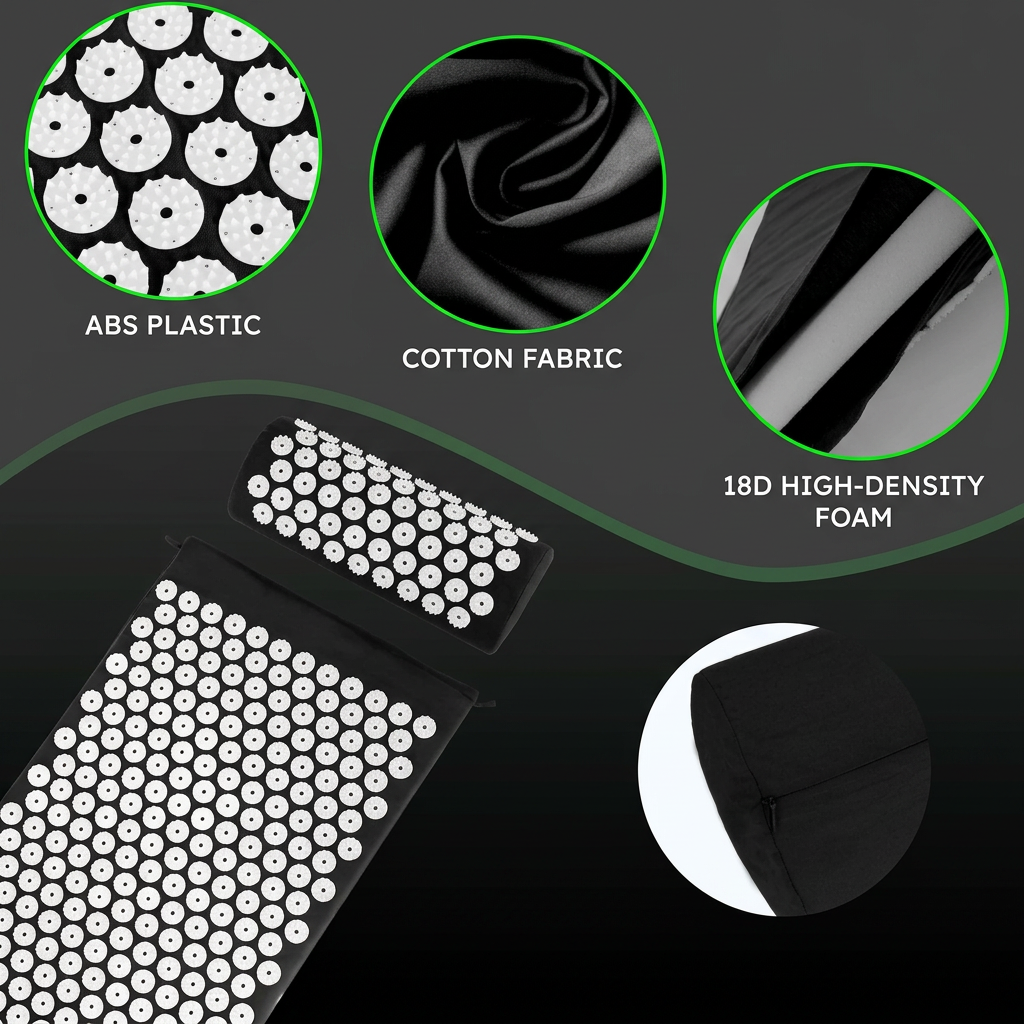 Acupressure Mat and Pillow Set with Carry Bag