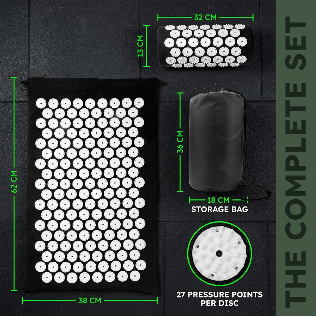 Acupressure Mat and Pillow Set with Carry Bag
