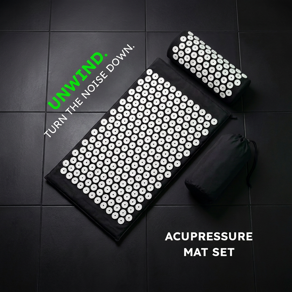 Acupressure Mat and Pillow Set with Carry Bag