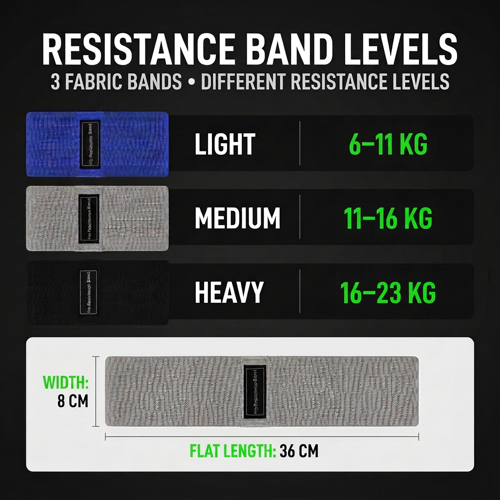 Fabric Resistance Bands for Glutes – 3-Level Set