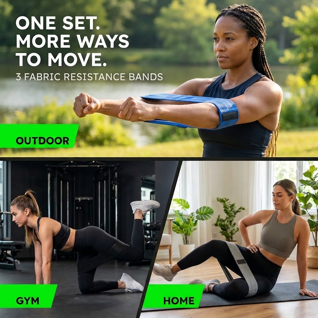 Fabric Resistance Bands for Glutes – 3-Level Set