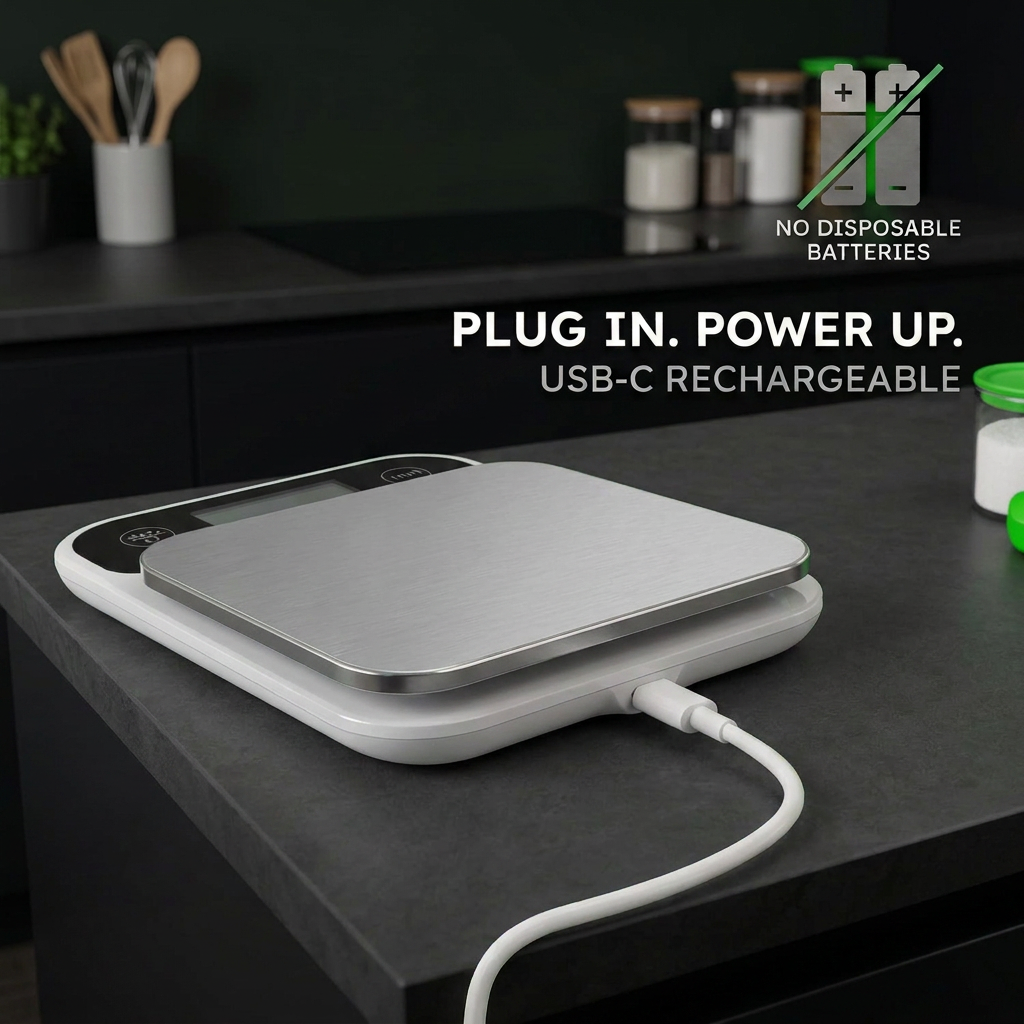 Rechargeable Digital Kitchen Scales – 0.1 g Increments, 5 kg