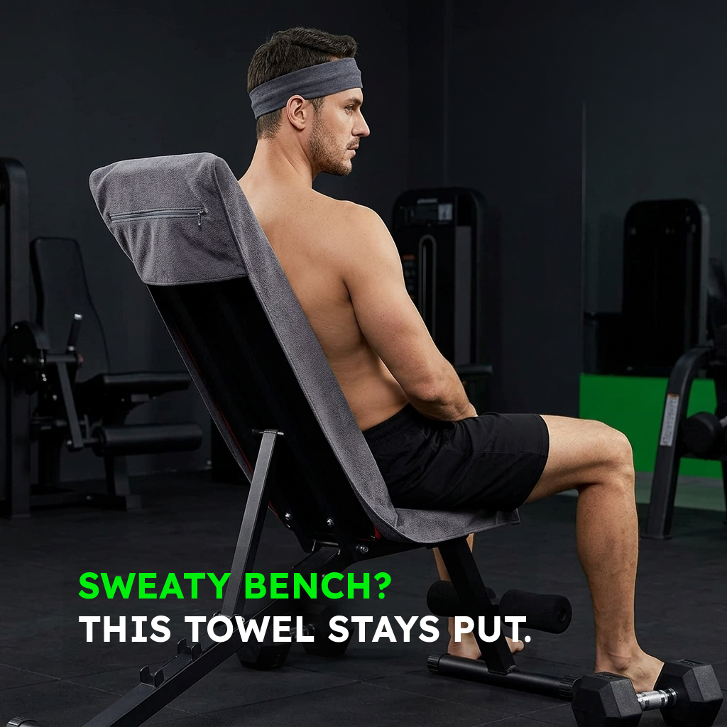 Microfibre Gym Towel with Zip Pocket & Headband, 135 x 50 cm