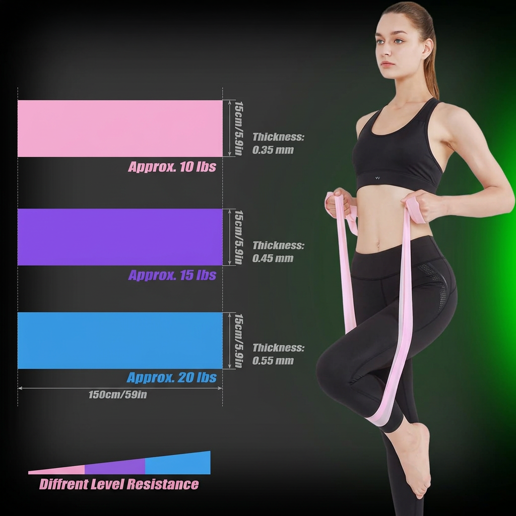 Pilates Resistance Bands Set – 3 Progressive Levels