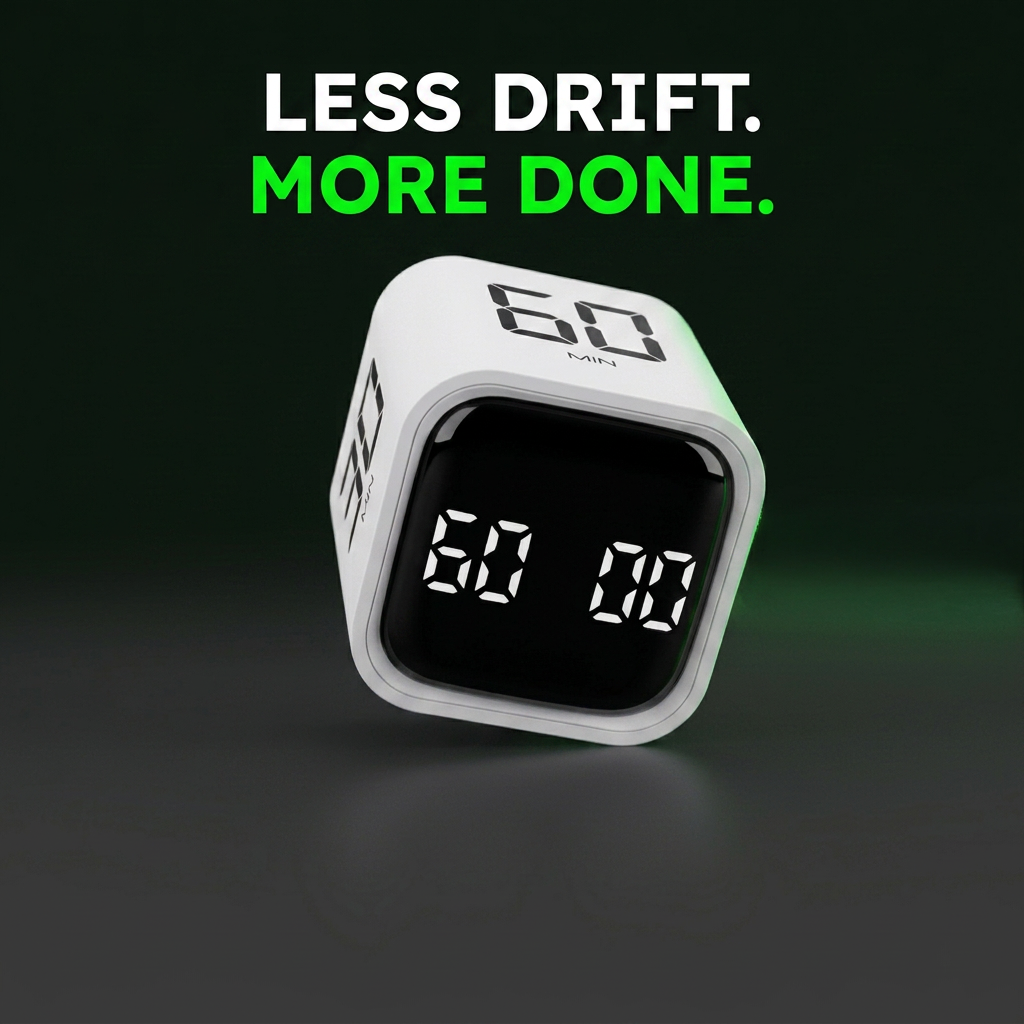 Pomodoro Timer Cube – Flip-to-Start, 5/10/30/60 Min