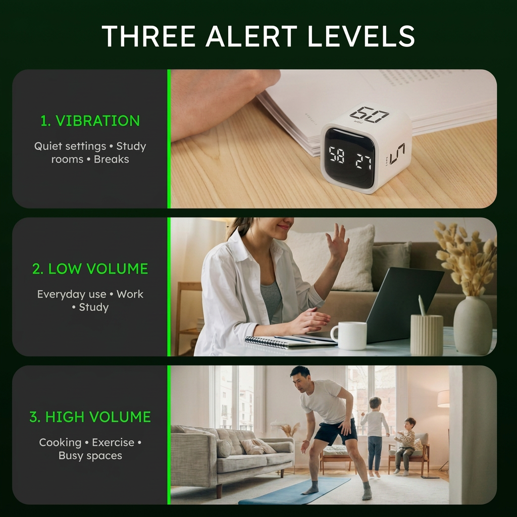 Pomodoro Timer Cube – Flip-to-Start, 5/10/30/60 Min